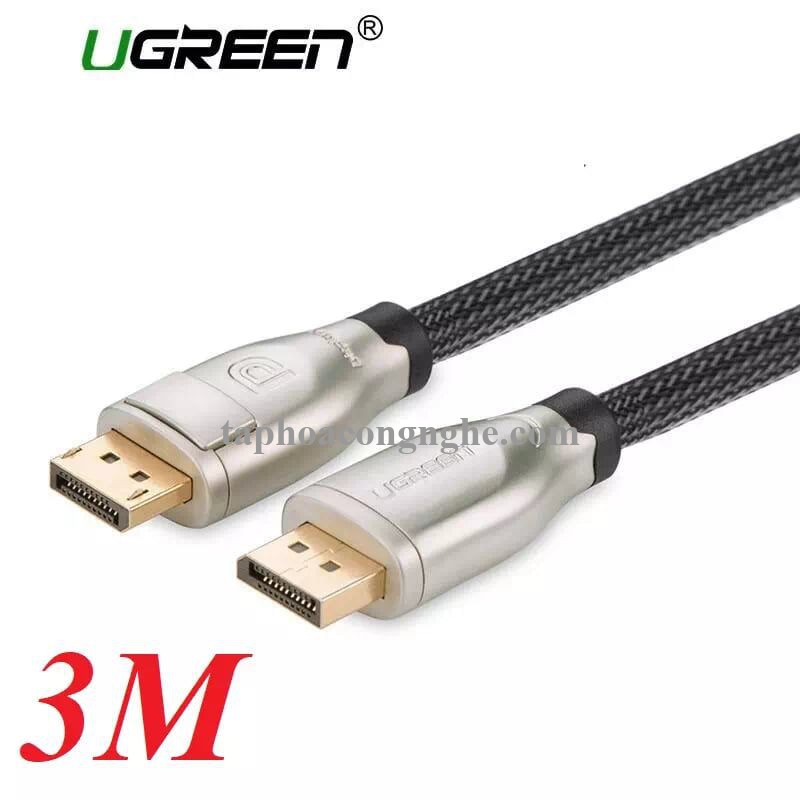 Ugreen 30121 3M Màu Đen Cáp 2 Đầu Displayport V1.2 cao cấp hỗ trợ 4K*2K 60GHz DP107 30030121